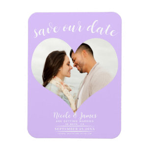 Magnet Flexible Photographie de cœur lavande pastel pour mariage "