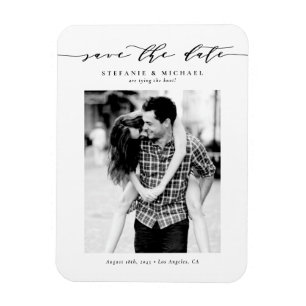 Magnet Flexible Photographie de script en noir Enregistrer la date
