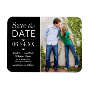 Magnet Flexible Photographie du Mariage des Coeurs noirs modernes 