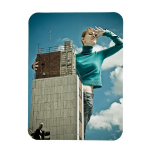 Magnet Flexible photomontage de jeune fille sur le tir de ville