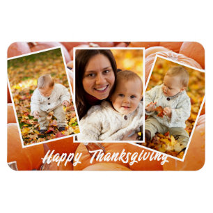 Magnet Flexible Photos de famille rouge orange tendance Thanksgivi