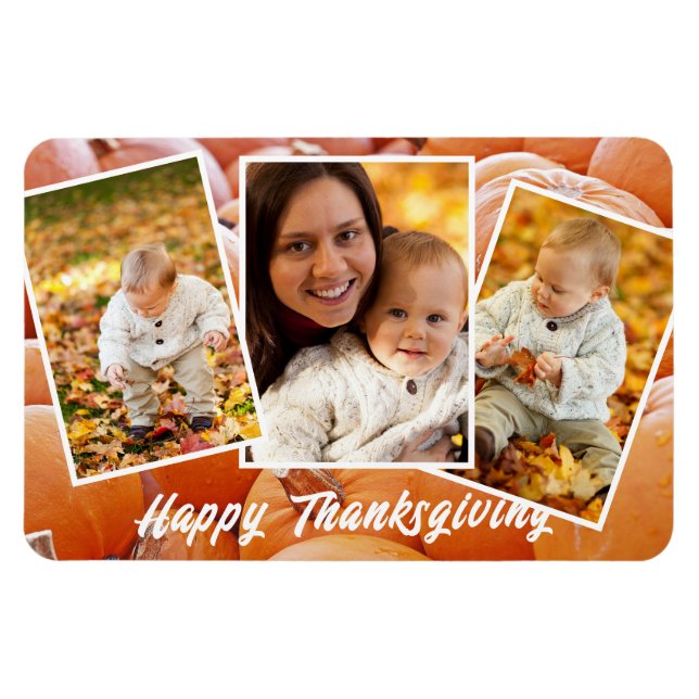 Magnet Flexible Photos de famille rouge orange tendance Thanksgivi (Horizontal)