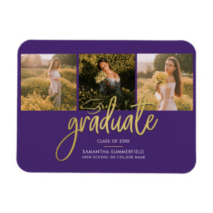 Magnet Flexible Photos de Graduation Purple Grad 2025 Faire-part