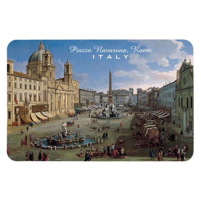 Magnet Flexible Piazza Navona, aimant d'art personnalisé de Rome (Horizontal)