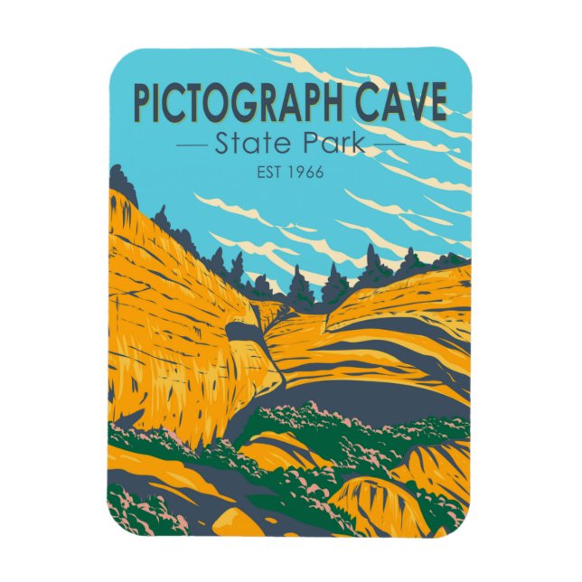 Magnet Flexible Pictograph Cave State Park Montana Vintage (Vertical)