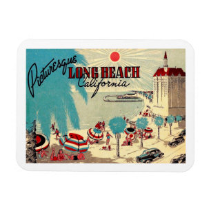 Magnet Flexible Picturesque Long Beach, California Vintage Postcar