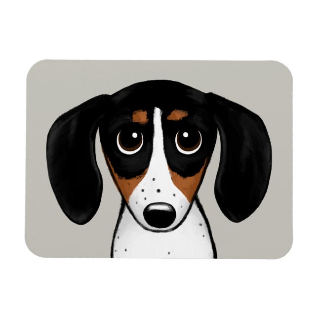 Magnet Flexible Piebald Dachshund mignon chien chiot (Horizontal)