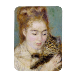 Magnet Flexible Pierre A Renoir   Femme avec un chat