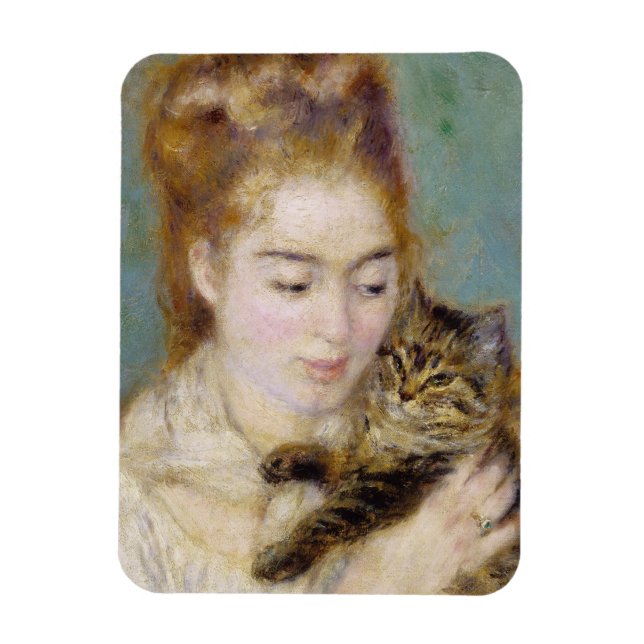 Magnet Flexible Pierre A Renoir | Femme avec un chat (Vertical)