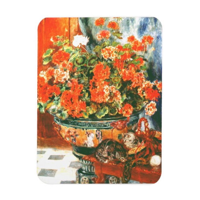 Magnet Flexible Pierre-Auguste Renoir Geraniums Et Chats (Vertical)