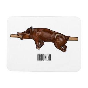 Magnet Flexible Pig roast / hog roast cartoon illustration