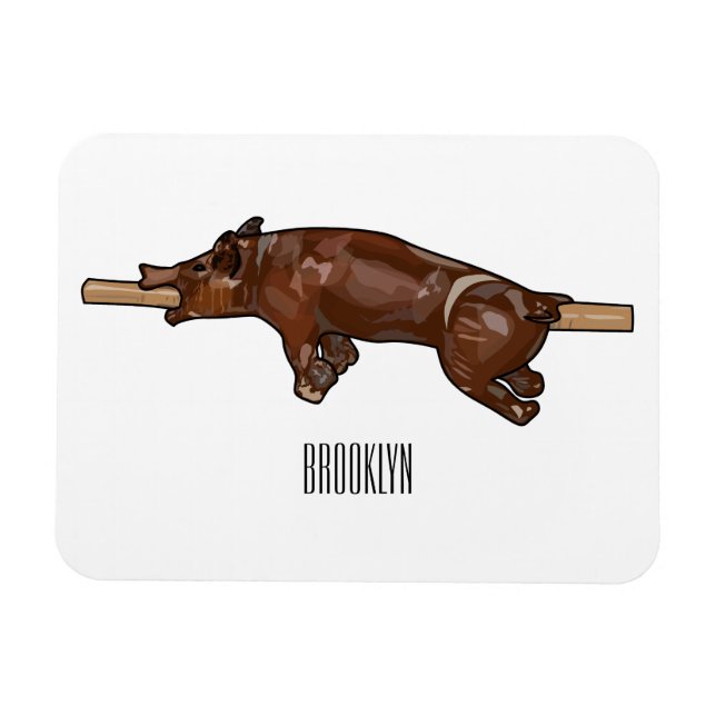Magnet Flexible Pig roast / hog roast cartoon illustration (Horizontal)