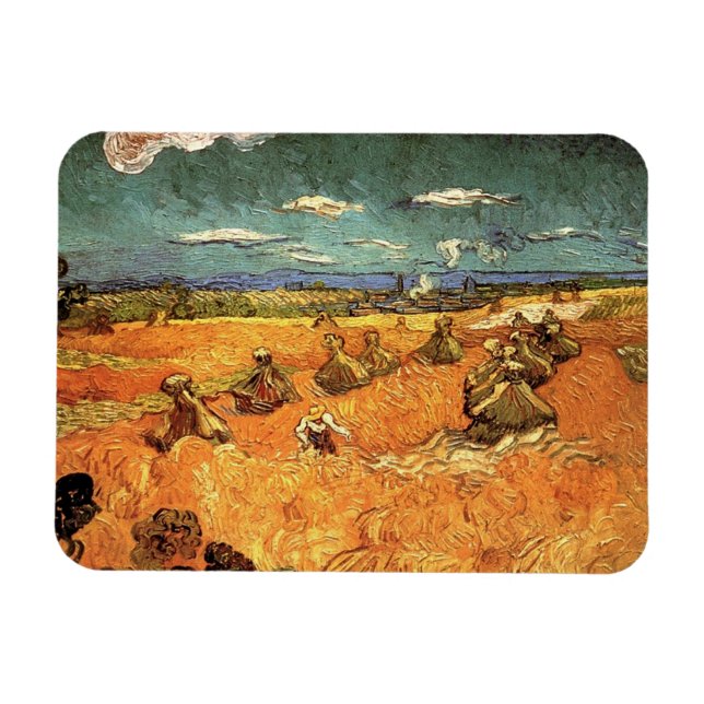 Magnet Flexible Pile de blé avec faucheuse par Vincent van Gogh (Horizontal)