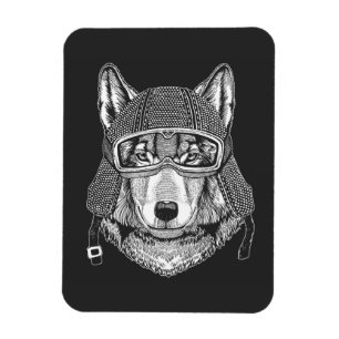Magnet Flexible Pilote de motocyclette Wolf Dog