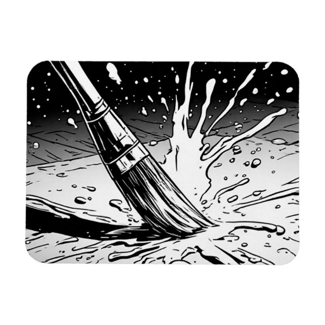 Magnet Flexible Pinceau de style graphique noir et blanc Tache de  (Horizontal)