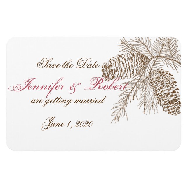 Magnet Flexible Pine Cone Nature Mariage Enregistrer la date (Horizontal)