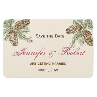Magnet Flexible Pine Cone Nature sur Cream Wedding Enregistrer la 