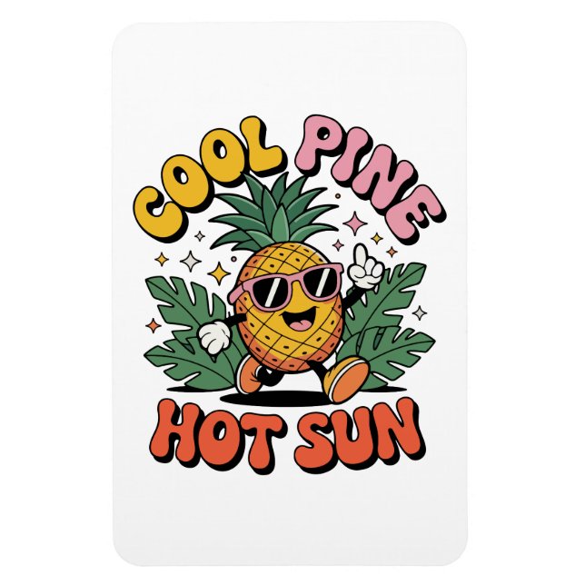 Magnet Flexible Pine Cool Soleil Chaud Vibes Rétro Ananas Été (Vertical)