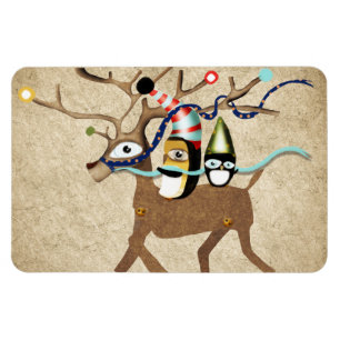 Magnet Flexible Pingouins voyageant en hiver