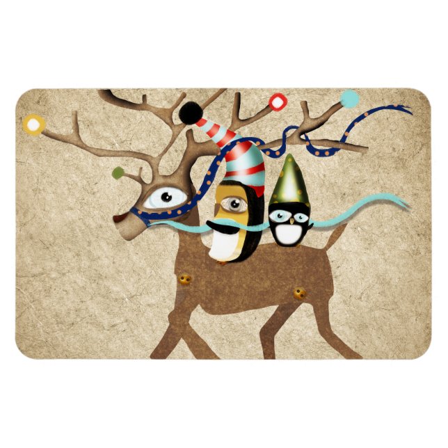 Magnet Flexible Pingouins voyageant en hiver (Horizontal)