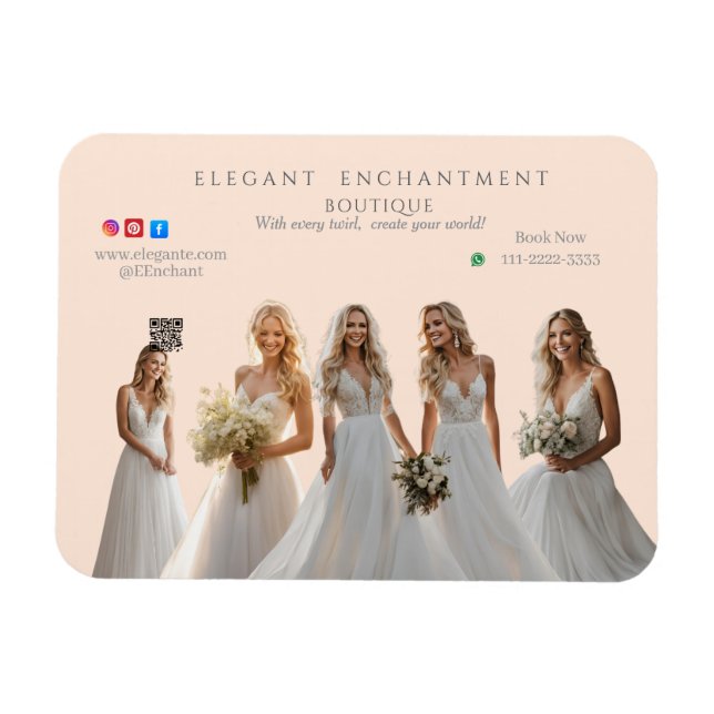 Magnet Flexible Pink Bridal Bliss Celebrate Love Happiness Wedding (Horizontal)