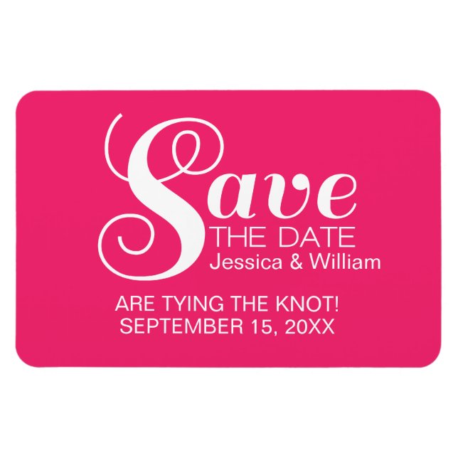 Magnet Flexible Pink Chic Typographie Enregistrer l'aimant de date (Horizontal)