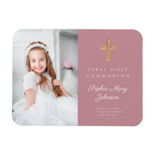 Magnet Flexible Pink Modern Girl First Holy Communion Photo