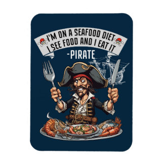 Magnet Flexible Pirate - Je suis sur un régime de fruits de mer. J