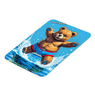 Magnet Flexible Piscine Vintage Été Ours Sauvage