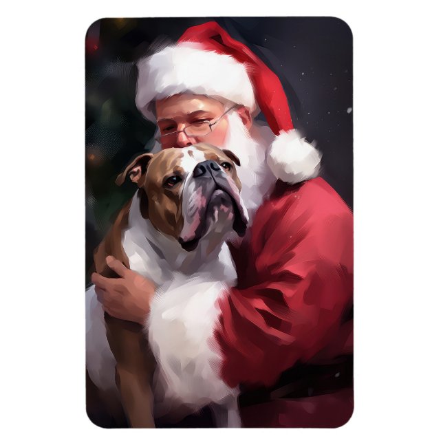 Magnet Flexible Pitbull avec le Père Noël Fête de Noël (Vertical)