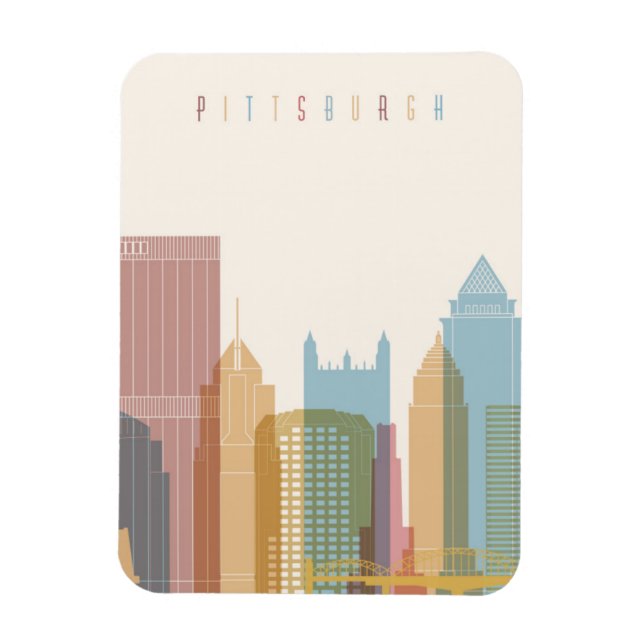 Magnet Flexible Pittsburgh, Pennsylvanie | Ville Skyline (Vertical)