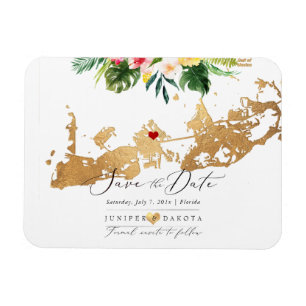 Magnet Flexible PixDezines Elegant Gold Key West Map, DIY heart