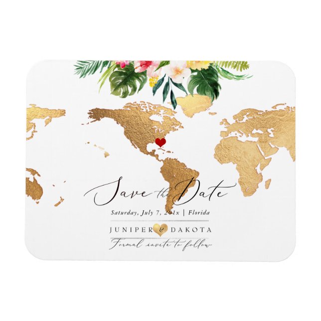 Magnet Flexible PixDezines Elegant Gold Map Save the Date (Horizontal)