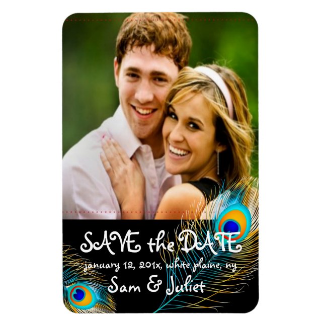 Magnet Flexible PixDezines paon photo enregistrer date/do-it-yours (Vertical)