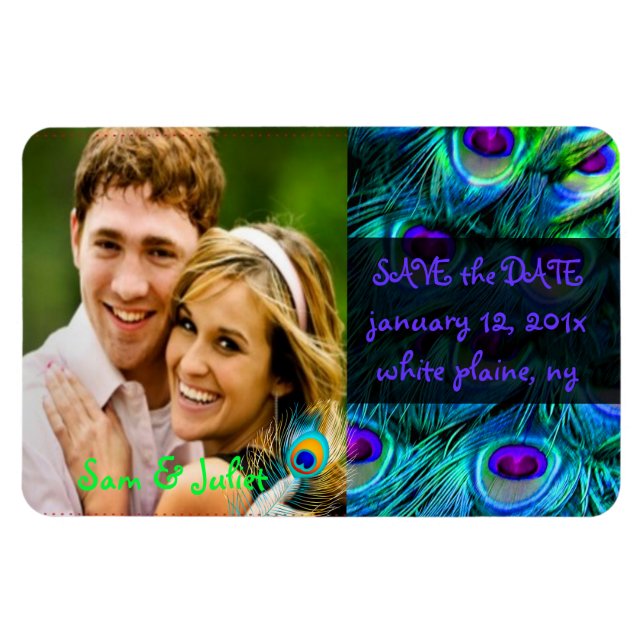 Magnet Flexible PixDezines paon photo enregistrer la date/do-it-yo (Horizontal)