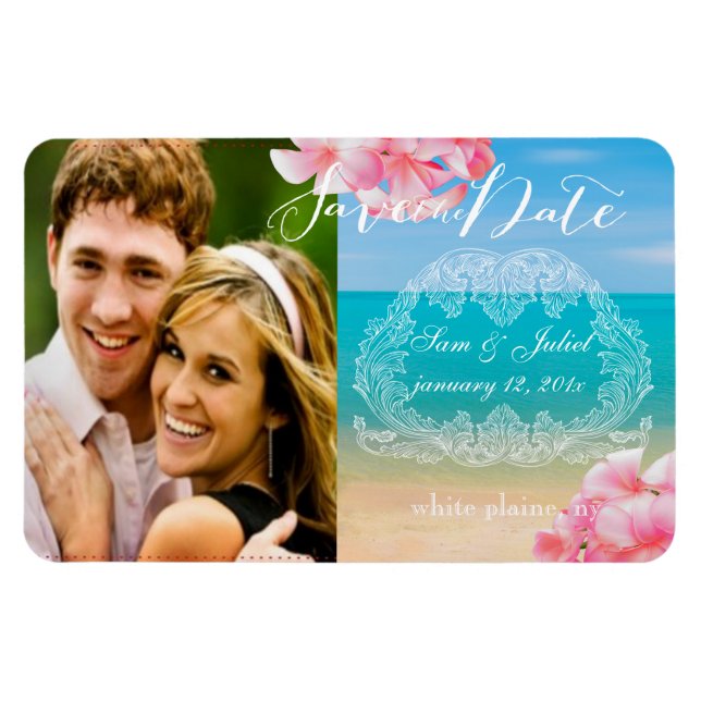 Magnet Flexible PixDezines photo de plage enregistrer la date/do-i (Horizontal)