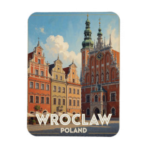 Magnet Flexible Place du Marché de Wroclaw Pologne Scène de Voyage