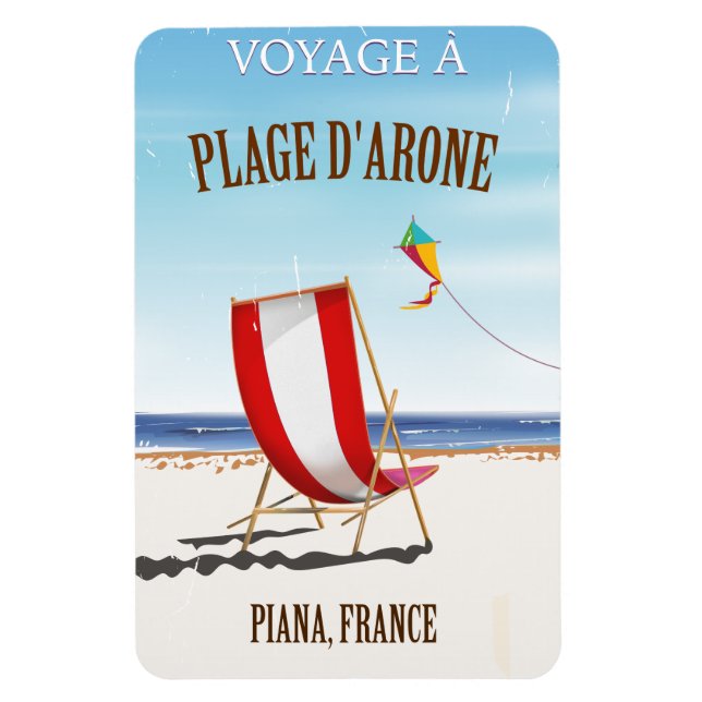 Magnet Flexible Plage d'Arone ,France affiche vintage (Vertical)