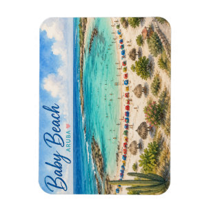 Magnet Flexible Plage de bébé Aruba Voyage souvenir des Caraïbes