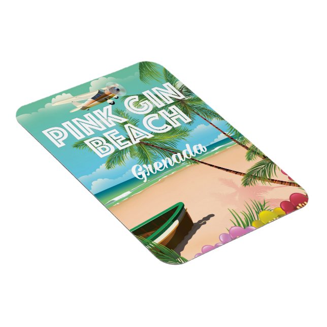 Magnet Flexible plage de gin rose Grenade affiche voyage (Côté Droit)