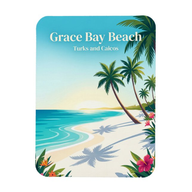 Magnet Flexible Plage de Grace Bay Turks et Caïcos (Vertical)