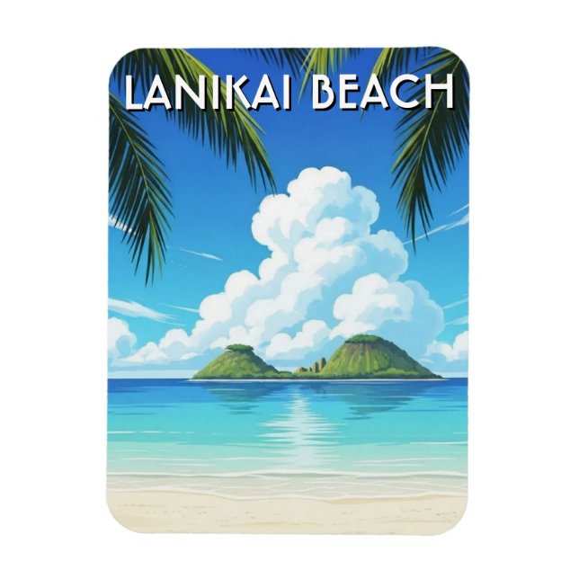 Magnet Flexible Plage de Lanikai, voyage à Hawaï (Vertical)