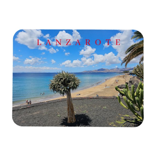 Magnet Flexible Plage de Lanzarote et nuages vue aimant (Horizontal)