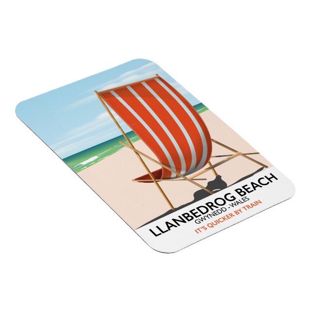Magnet Flexible Plage de Llanbedrog, affiche de bord de mer Gwyned (Côté Droit)