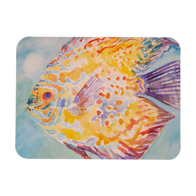 Magnet Flexible Plage de mer Poisson aquarelle (Horizontal)