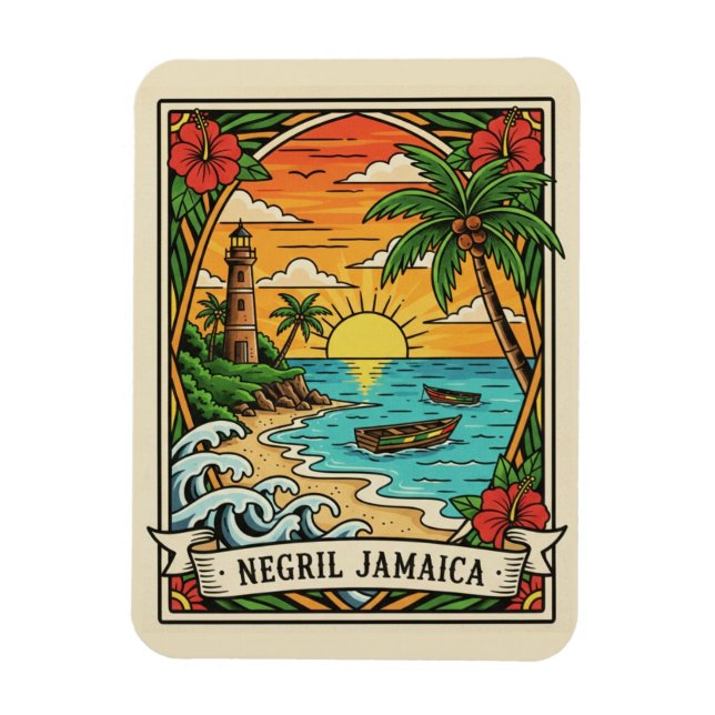 Magnet Flexible Plage de Negril Jamaïque (Vertical)
