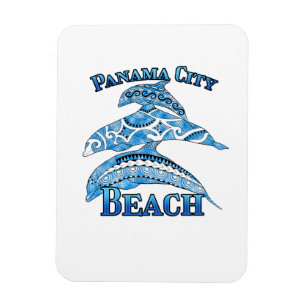 Magnet Flexible Plage de Panama City Floride Vacances Dauphins Tri