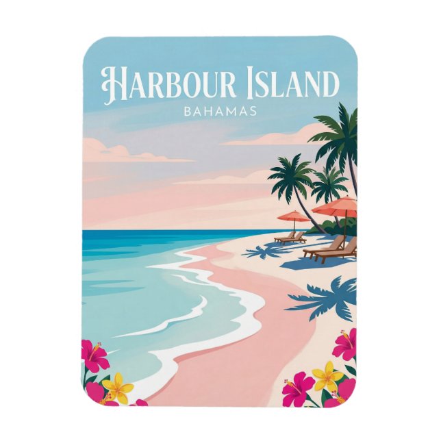 Magnet Flexible Plage de Pink Sands Bahamas (Vertical)