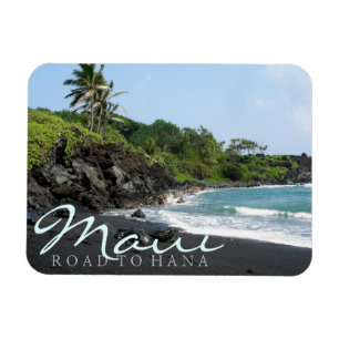 Magnet Flexible plage de sable noir de la route de Hana à Maui tex