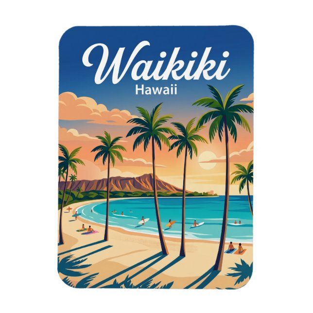Magnet Flexible Plage de Waikiki États-Unis (Vertical)